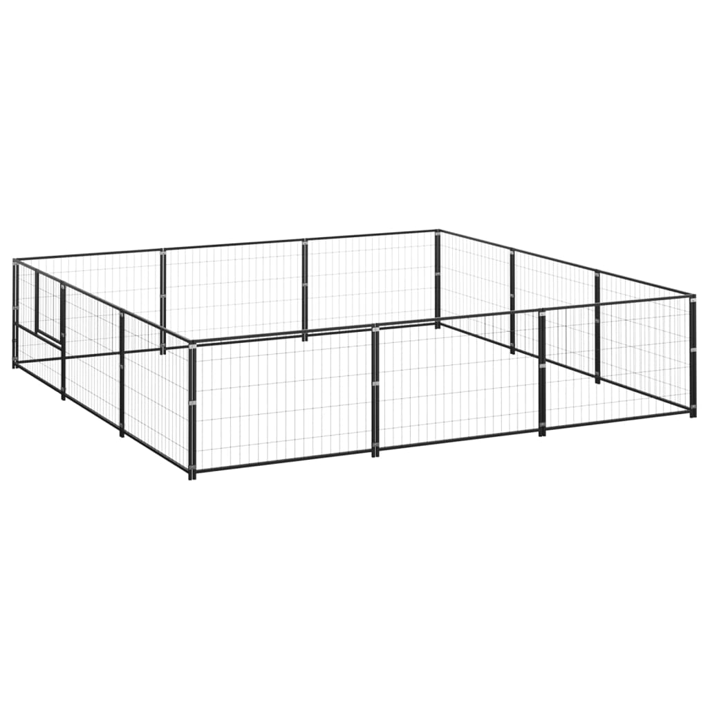 NNEVL Dog Kennel Black 9 m² Steel