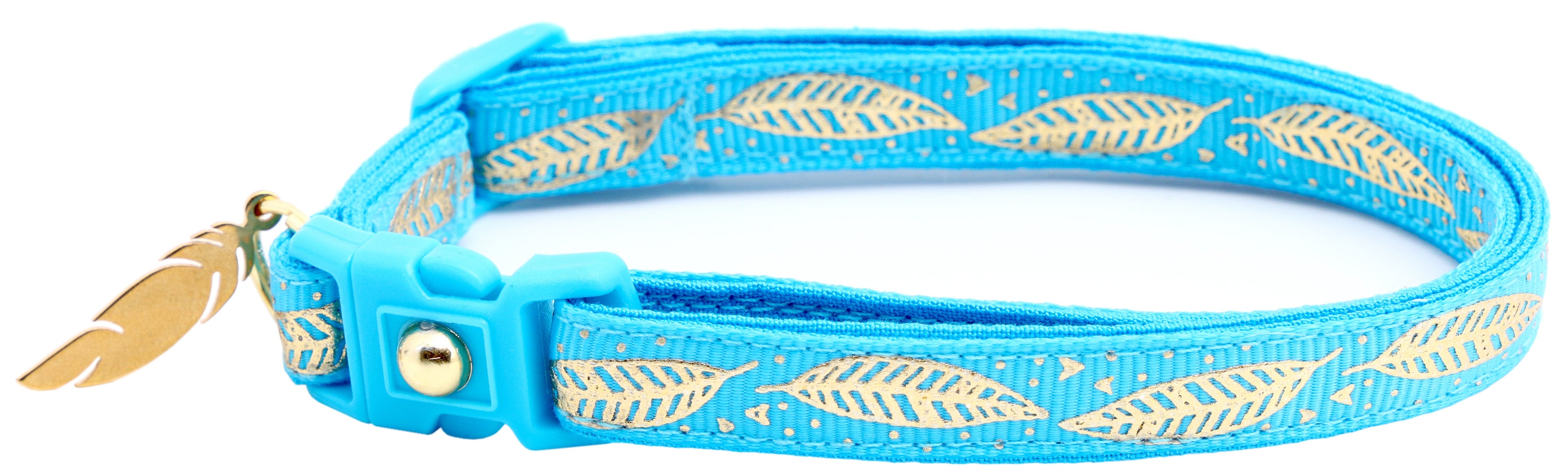 Metallic Gold Feathers Cat Collar