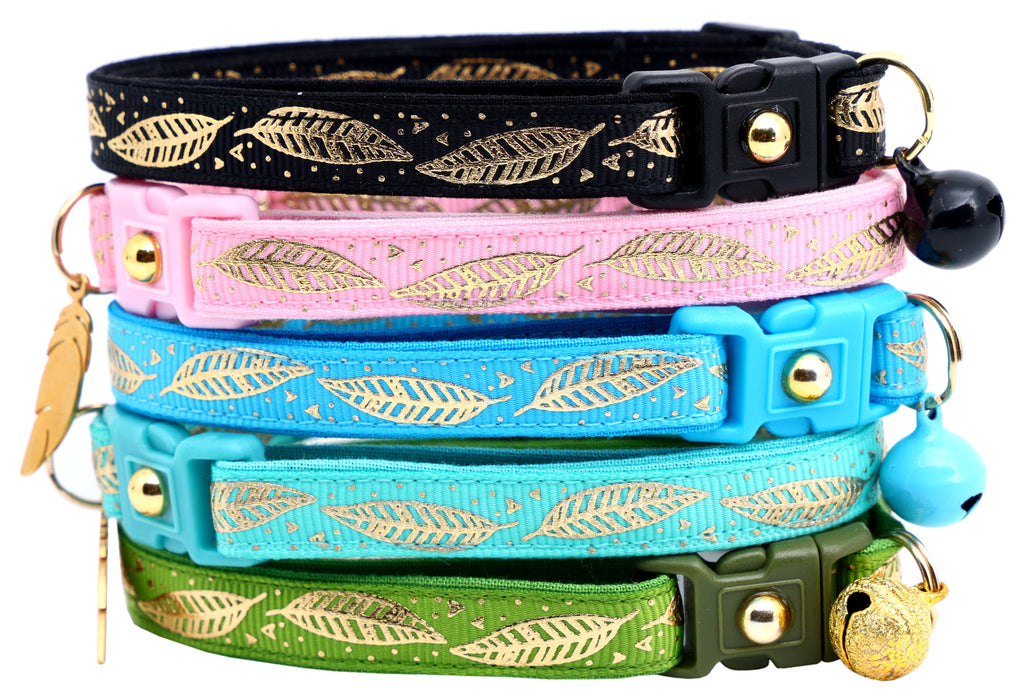 Metallic Gold Feathers Cat Collar