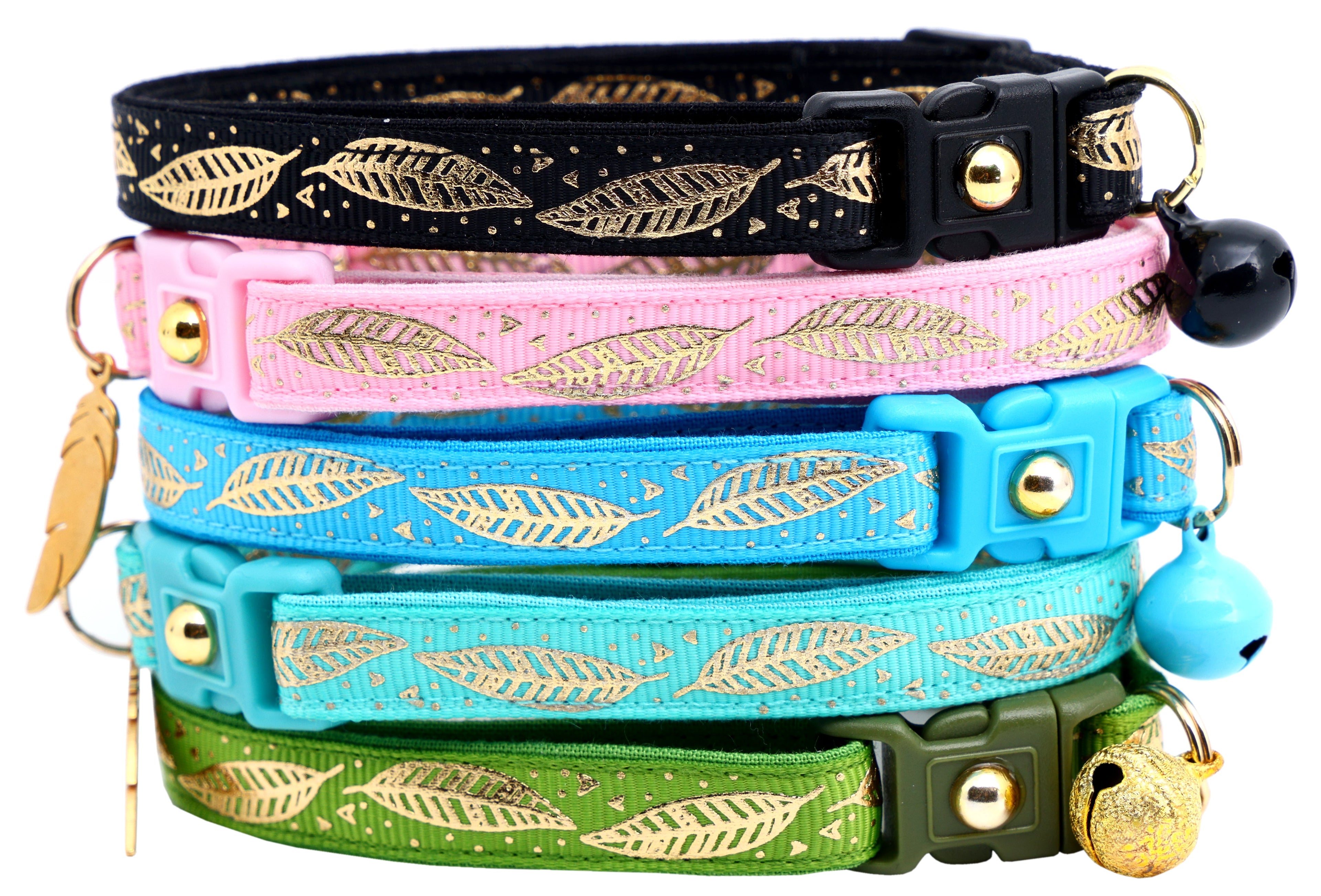 Metallic Gold Feathers Cat Collar