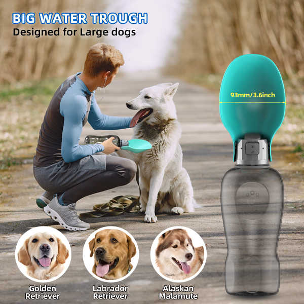 NNEDSZ Pink And Grey Portable Foldable Pet Water Bottle with 800ml Capacity - Leakproof Travel Hydration Dispenser for Dogs and Cats