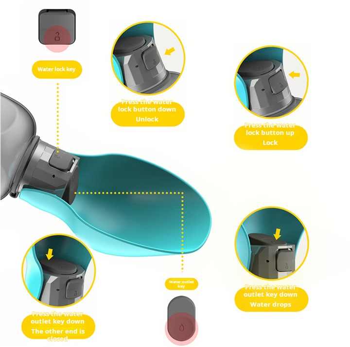 NNEDSZ Pink And Grey Portable Foldable Pet Water Bottle with 800ml Capacity - Leakproof Travel Hydration Dispenser for Dogs and Cats