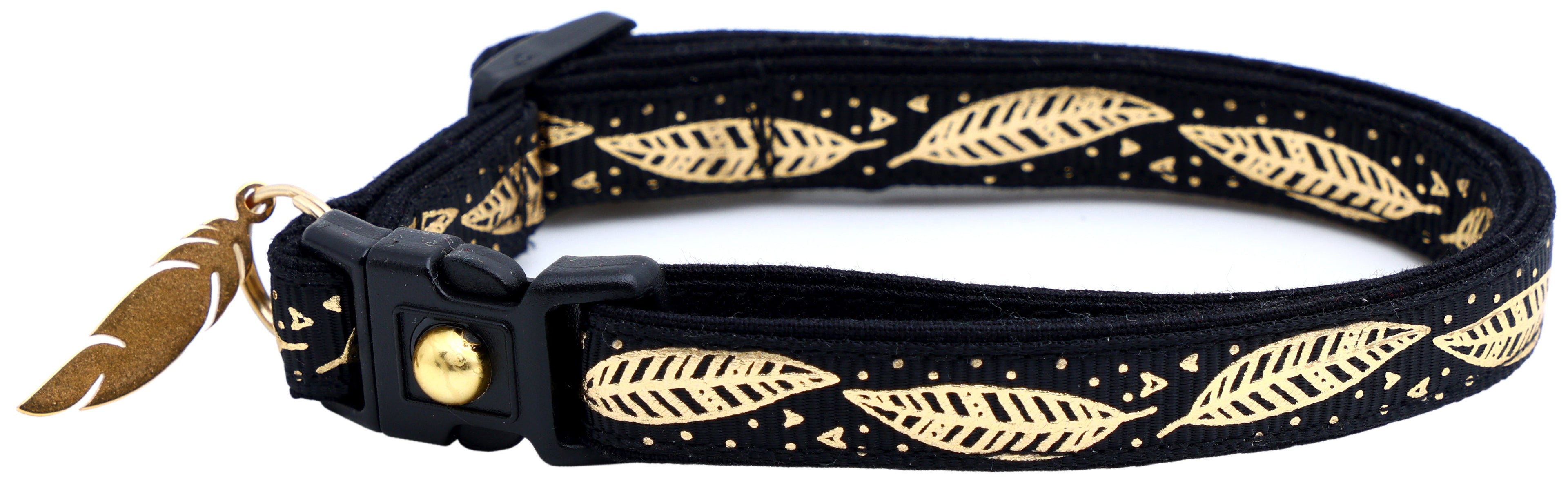 Metallic Gold Feathers Cat Collar
