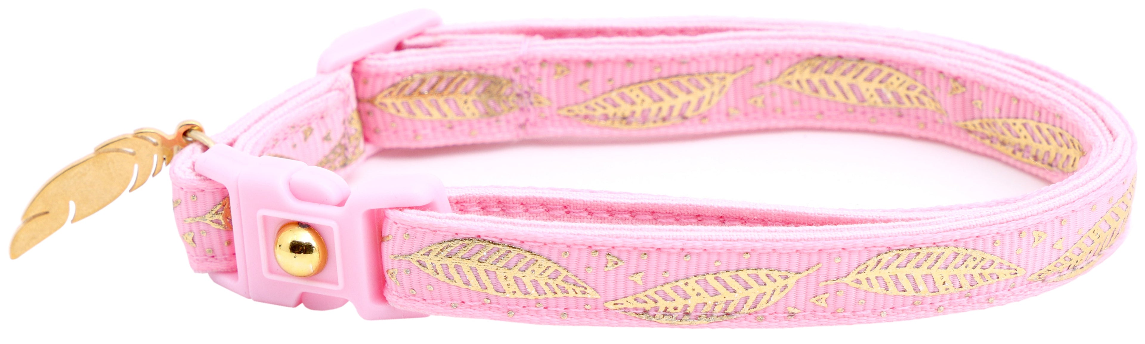 Metallic Gold Feathers Cat Collar