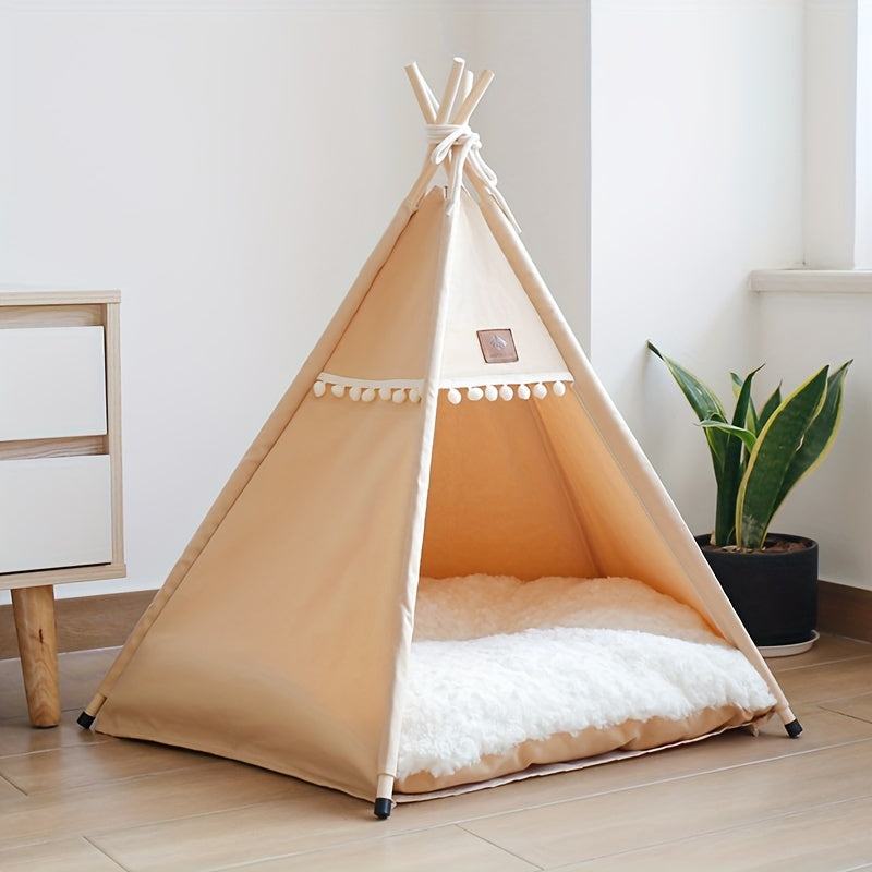 NNETM Linen Pet Teepee Bed
