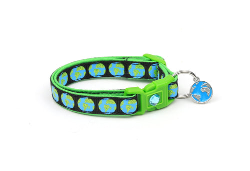 Earth on Black Cat Collar