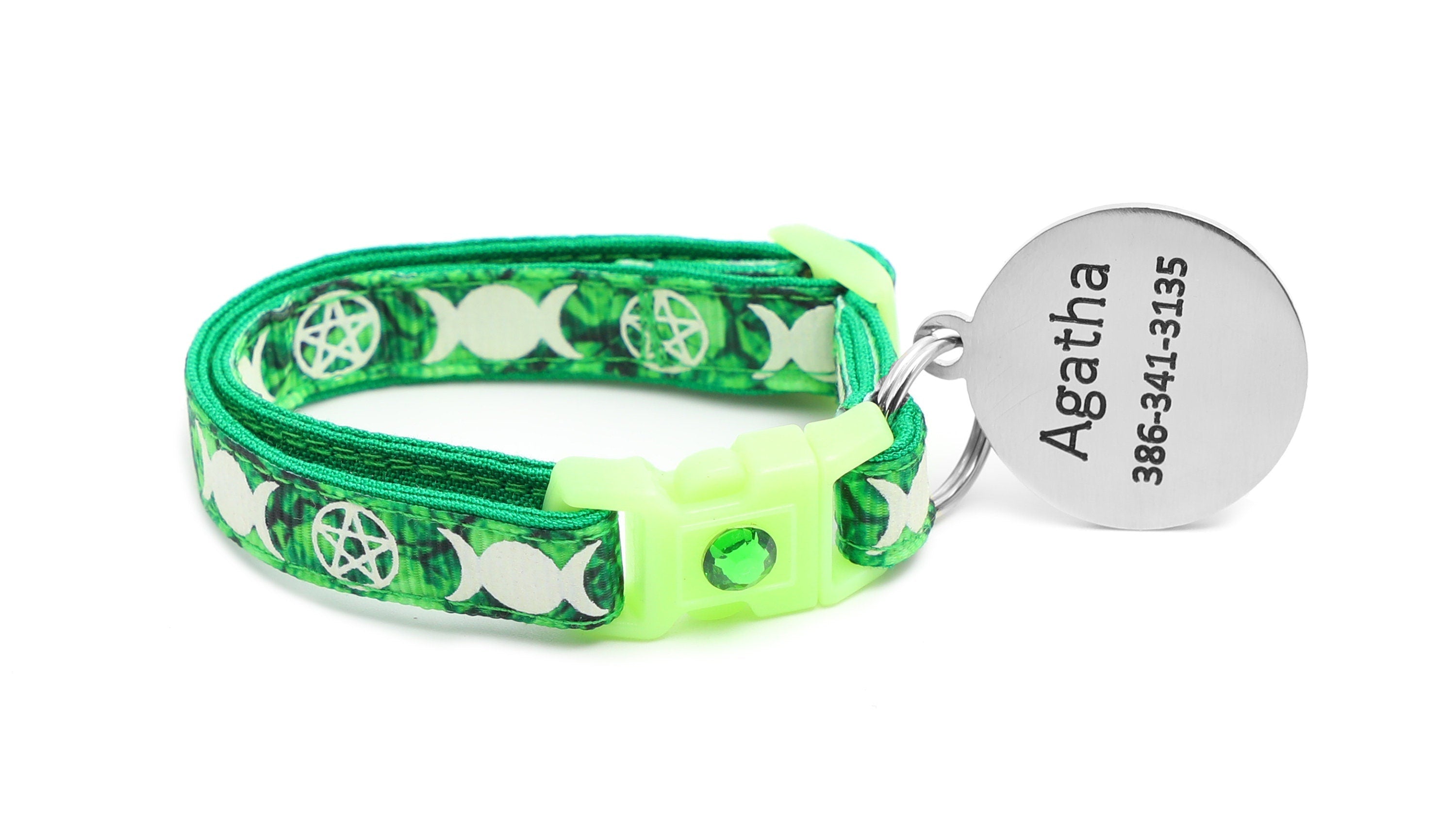 Witch's Familiar on Emerald Cat Collar