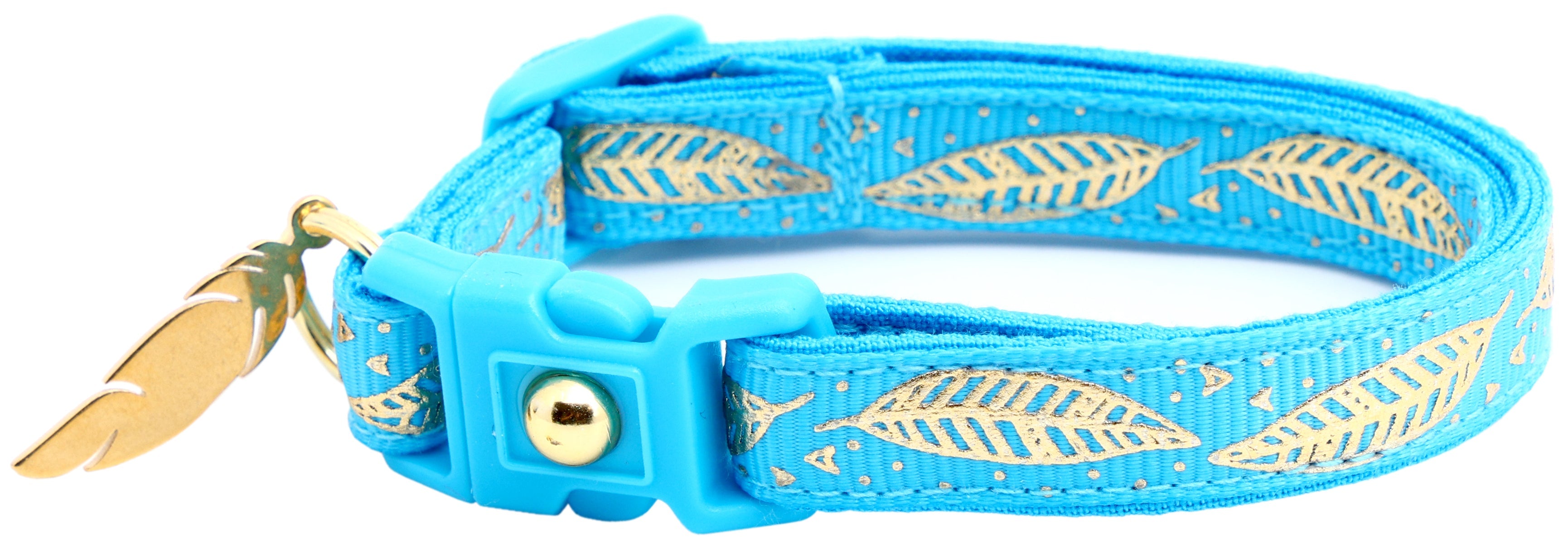Metallic Gold Feathers Cat Collar