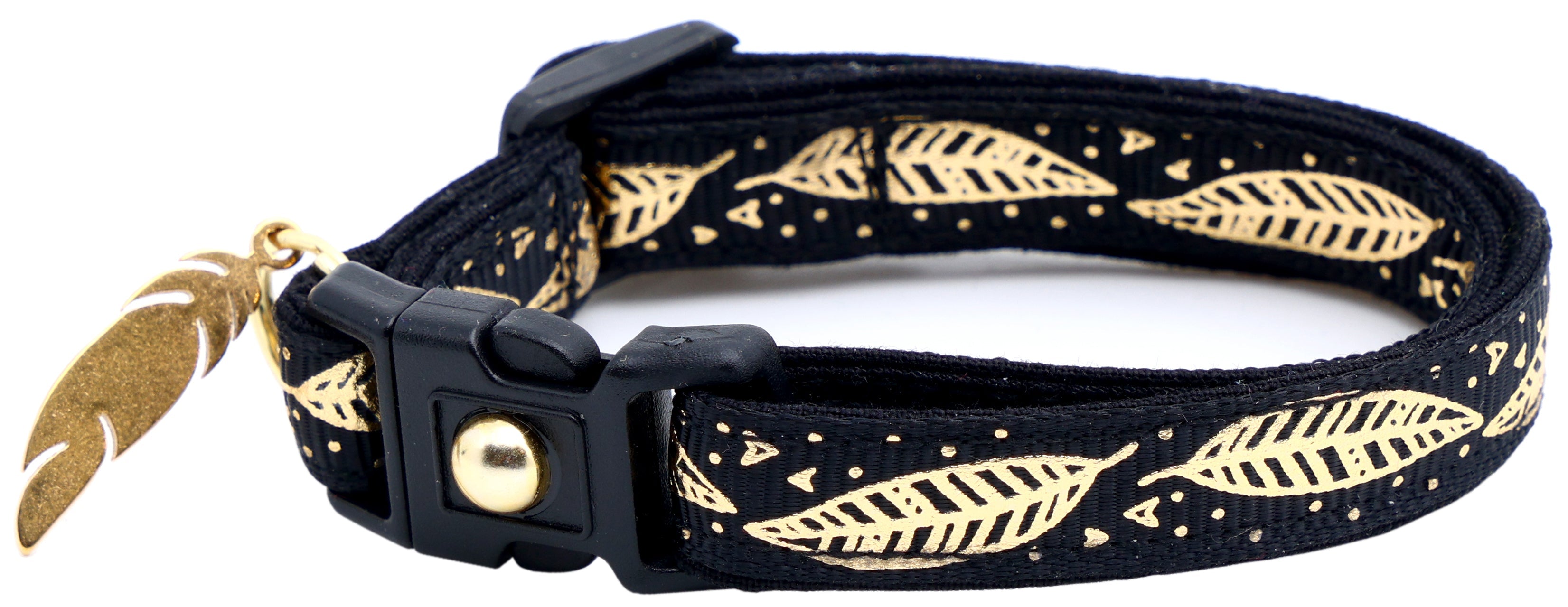 Metallic Gold Feathers Cat Collar