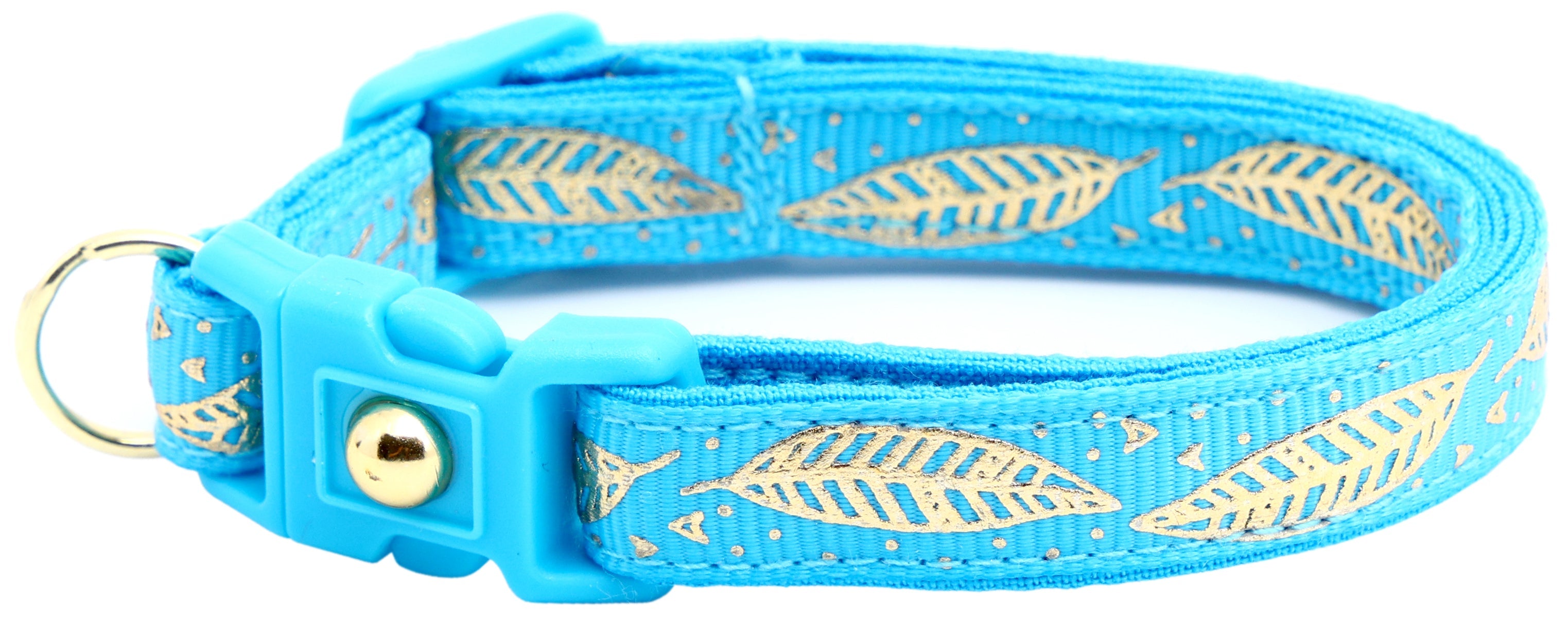 Metallic Gold Feathers Cat Collar